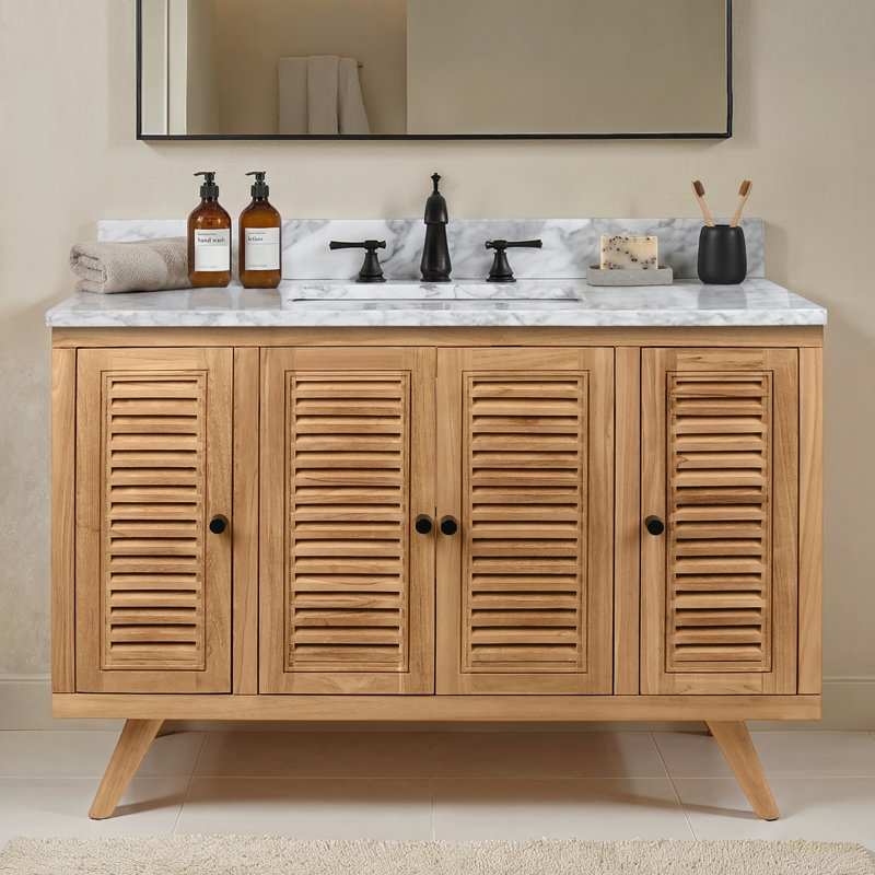Harper 73" Double Bathroom Vanity, 49, Carrara White Marble