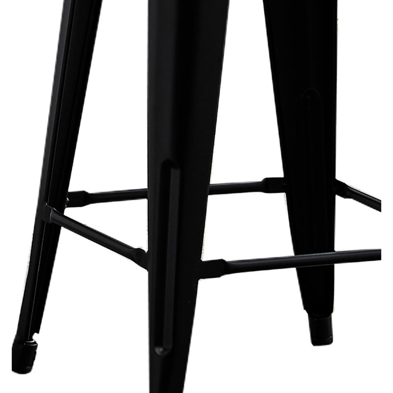 Tabourets de bar en métal de style industriel sans dossier avec siège de 24 po, noir vieilli, conception à 4 pieds, résistant aux intempéries, idéal pour les sièges de restaurant d'extérieur et d'intérieur rustiques (de 2)