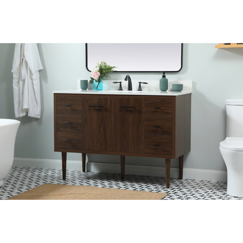 Ensemble de meuble-lavabo simple 48 po Cyrus, Noyer