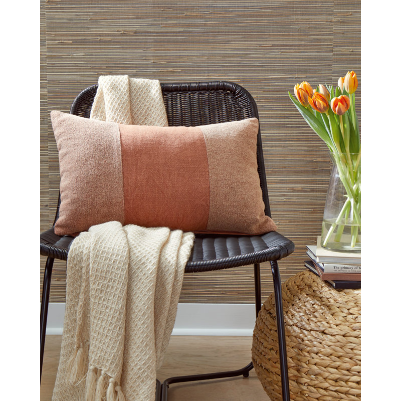 Striped Cotton Reversible Throw Pillow, Orange
