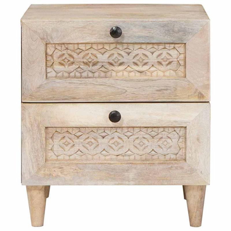 40cm W Solid Wood Bedside Table, Beige