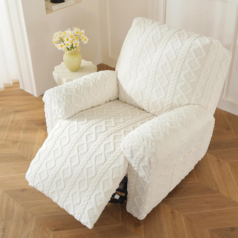 Ensemble de 4 fauteuils inclinables géométriques en jacquard moelleux
