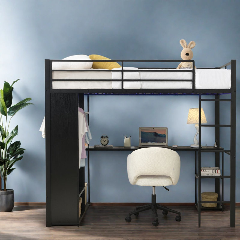Lits multifonctionnels avec rangement, loft moderne en bois aggloméré pour petite maison