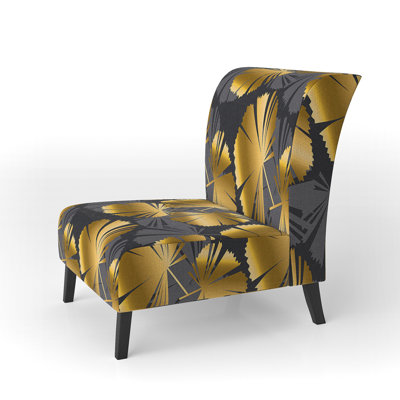 Fauteuil de chambre rembourré Golden Palm Leaves III - Mid-Century
