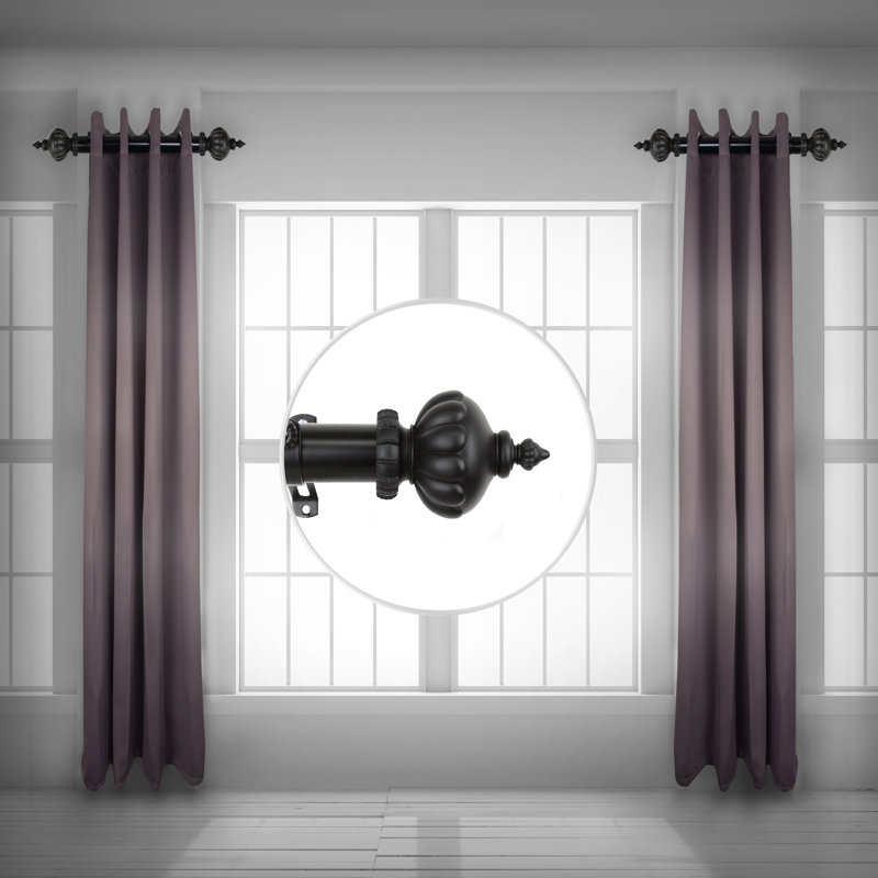 Tringle à rideaux simple Science Side, H 1,5 po x l 18 po x P 1,15 po, Noir