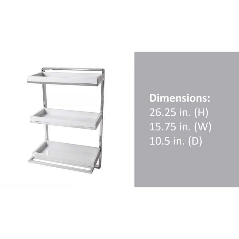 Sleek 34.5" White Floating Wall Shelf with Chrome Towel Bar