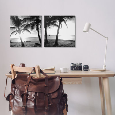 "Tropical Palm Sunset", ensemble de 2 toiles murales par Susan Bryant
