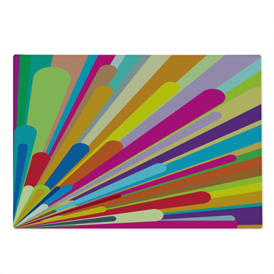 Ambesonne Vintage Rainbow Cutting Board Large Size Burst of Lines Multicolor