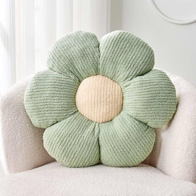 Flower Throw Pillow, Soft Sage Green 14.9" Shaped Floor Pillow for Home Decor