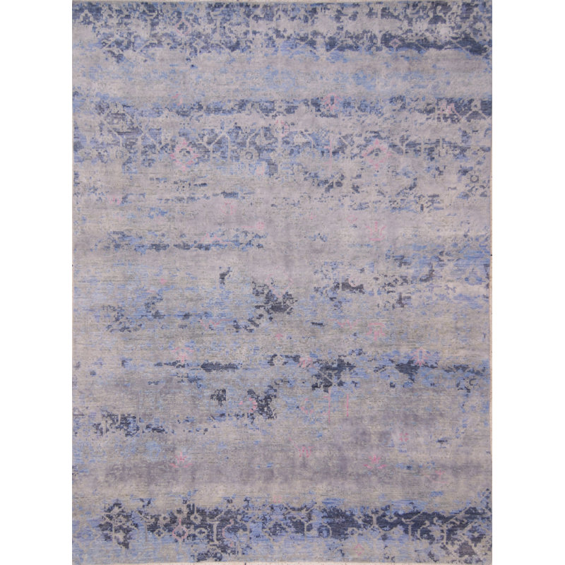 Tapis gris de haute qualité noué à la main