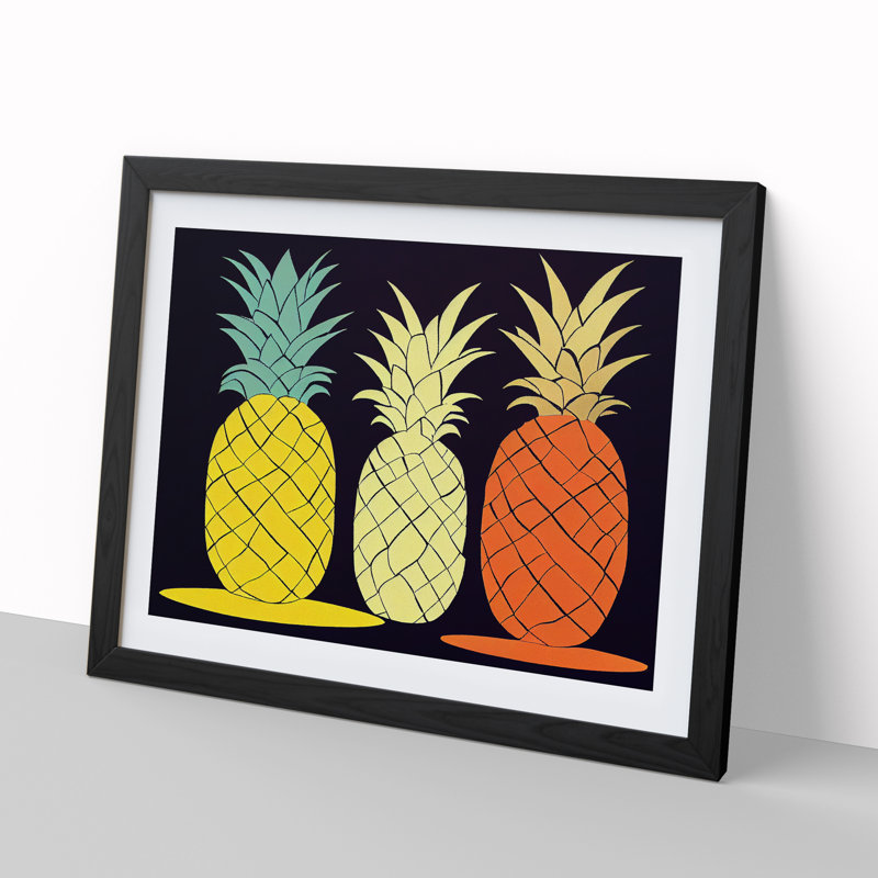Abstract Pineapple Art Vol.2 - Framed Print, Black, 25cm H x 34cm W x 2cm D