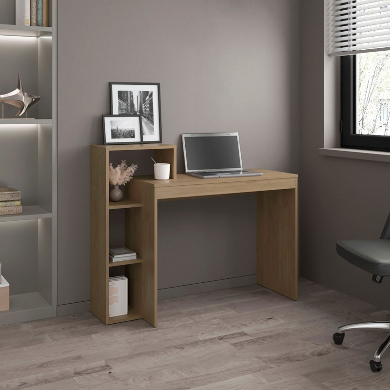 Bureau d'ordinateur, 3 tablettes, pin clair