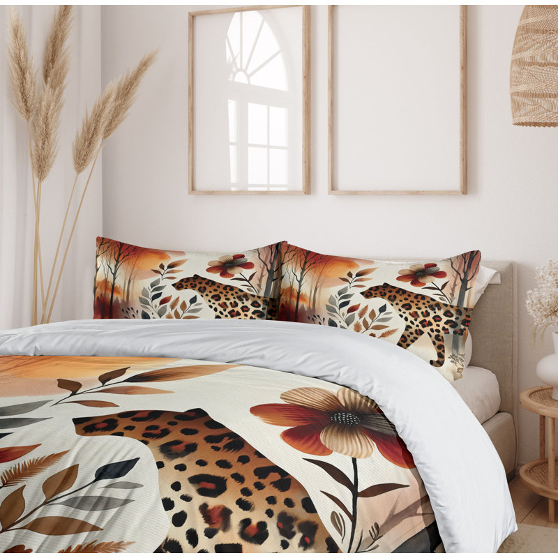 Leopard Duvet Cover, California King Duvet Cover + 2 Standard Shams
