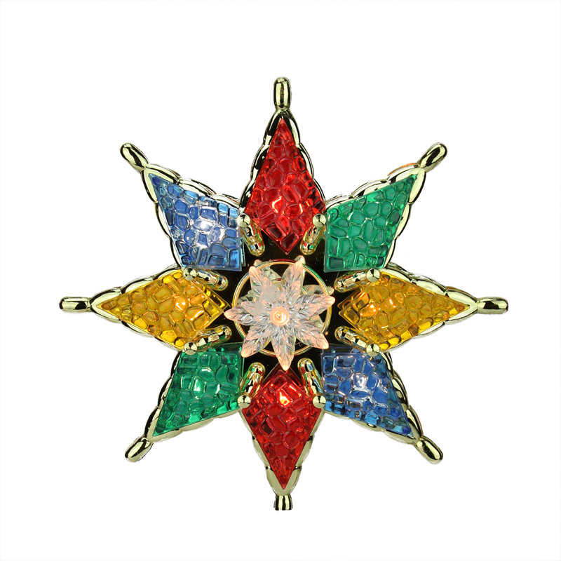 Décoration pour sommet de sapin étoile de mosaïque multicolore 7,75 po - lumières claires