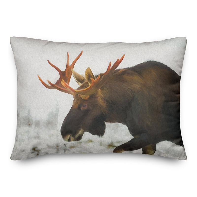 Coussin Moose In Snow, H 14 po x l 20 po x P 1,5 po