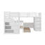 Lit superposé en forme de L avec lit simple simple et lit simple supérieur, 3 tiroirs, bureau portable et garde-robe-1267214391