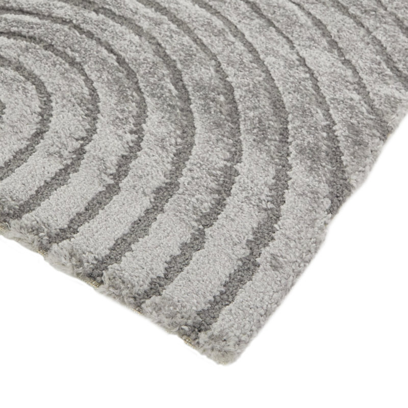 Tapis gris / ivoire en polypropylène tissé à la machine Barklay, Rectangle 4 pi 4 po x 6 pi