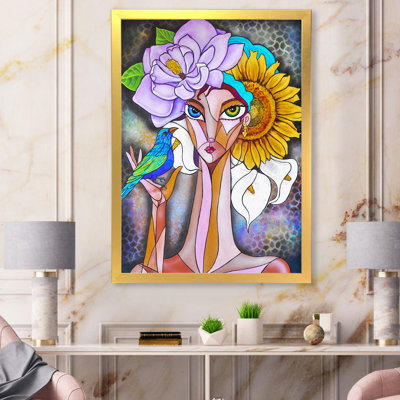 Portrait de fille moderne cubiste I - peinture sur toile