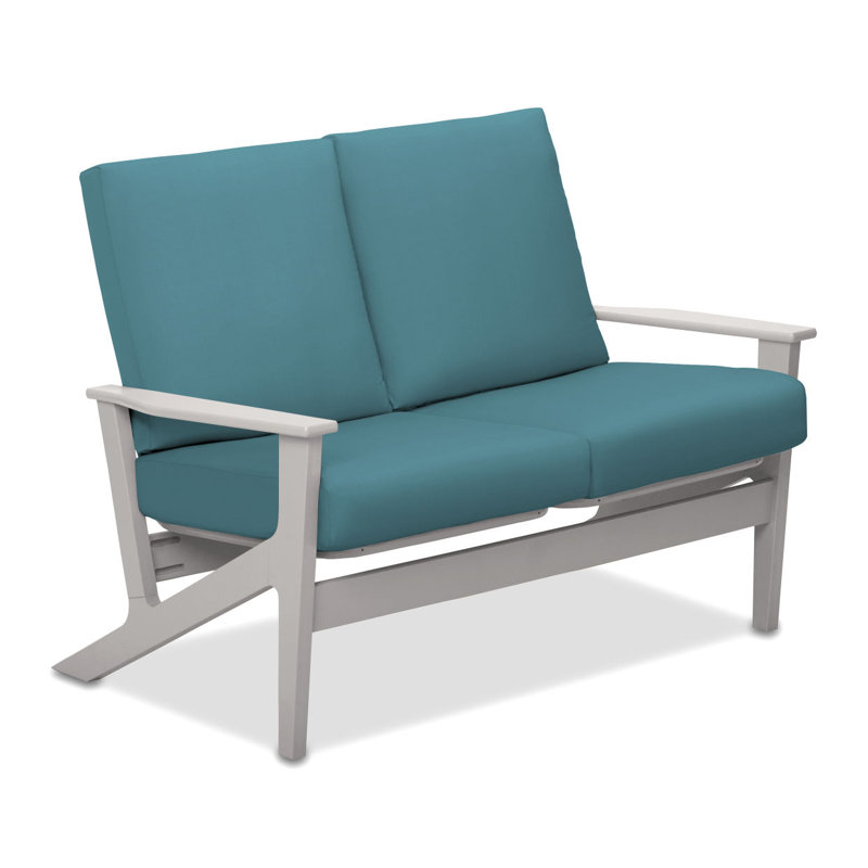 Chrisa 51.5'' Wide Loveseat with Cushions, Canvas Aruba Sunbrella® Canvas, Textured Snow