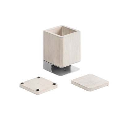 Solid Wood Pen Holder with 2 Coasters