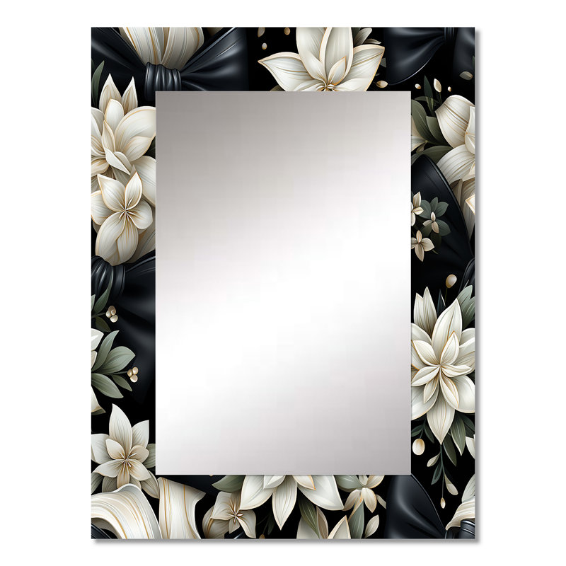 Scottsdale Tuxedo Tidings - grand miroir floral, décor de miroir mural floral unique, impression d'art en métal