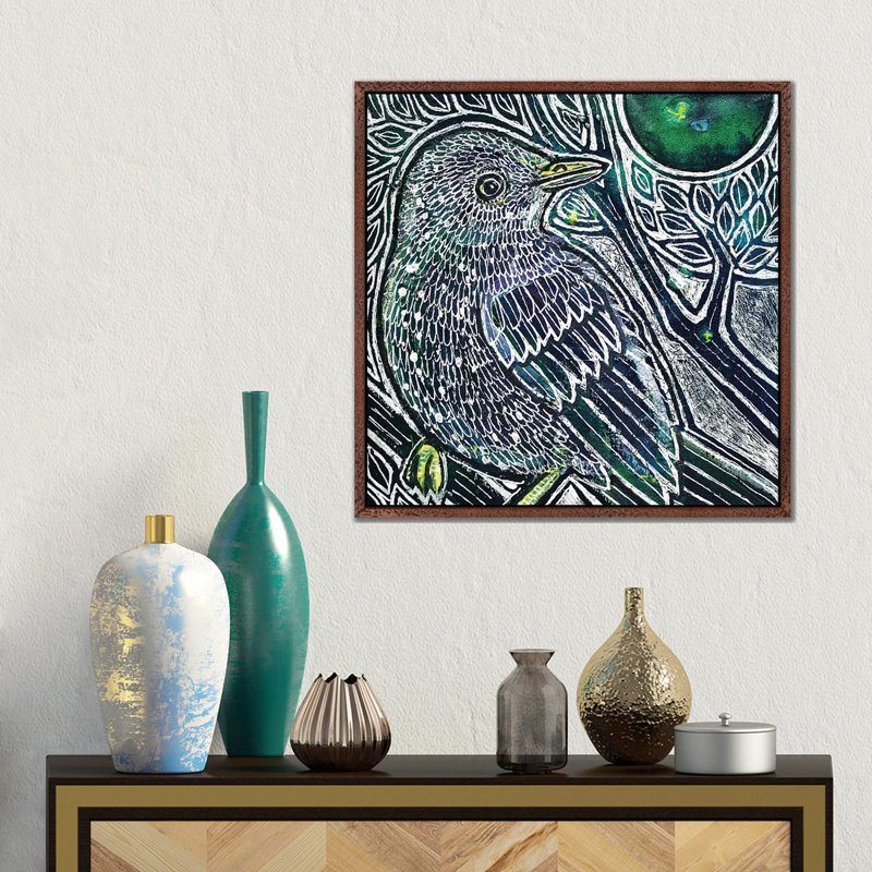 New Moon Starling 1 Piece Wall Art on Canvas, 45.72 cm H x 45.72 cm W, Classic Wood Framed