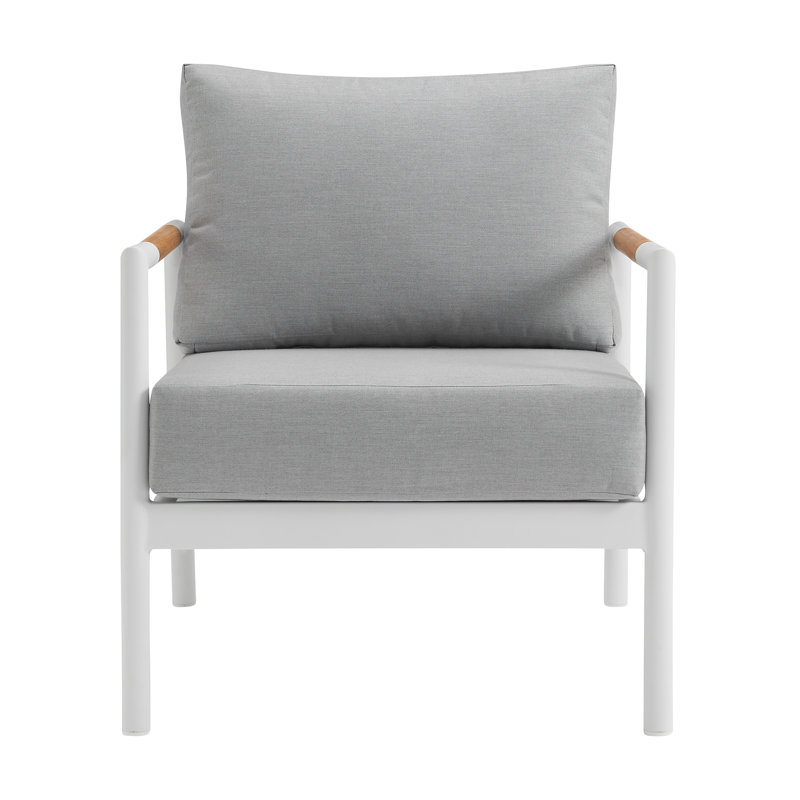 Chaise d'extérieur gris Odda en aluminium et bois de teck, Blanc / Gris