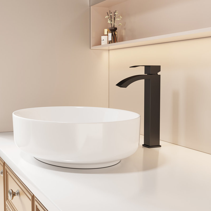 Mid Arc Spout 11.37" Single Hole Bathroom Faucet In Matt Black, , Stain- Surface, Ss304 Build, Reliable Ceramic Cartridge Handle Deck-Mounted Sink With Black Finish, Stain , Stainless Steel Setup,