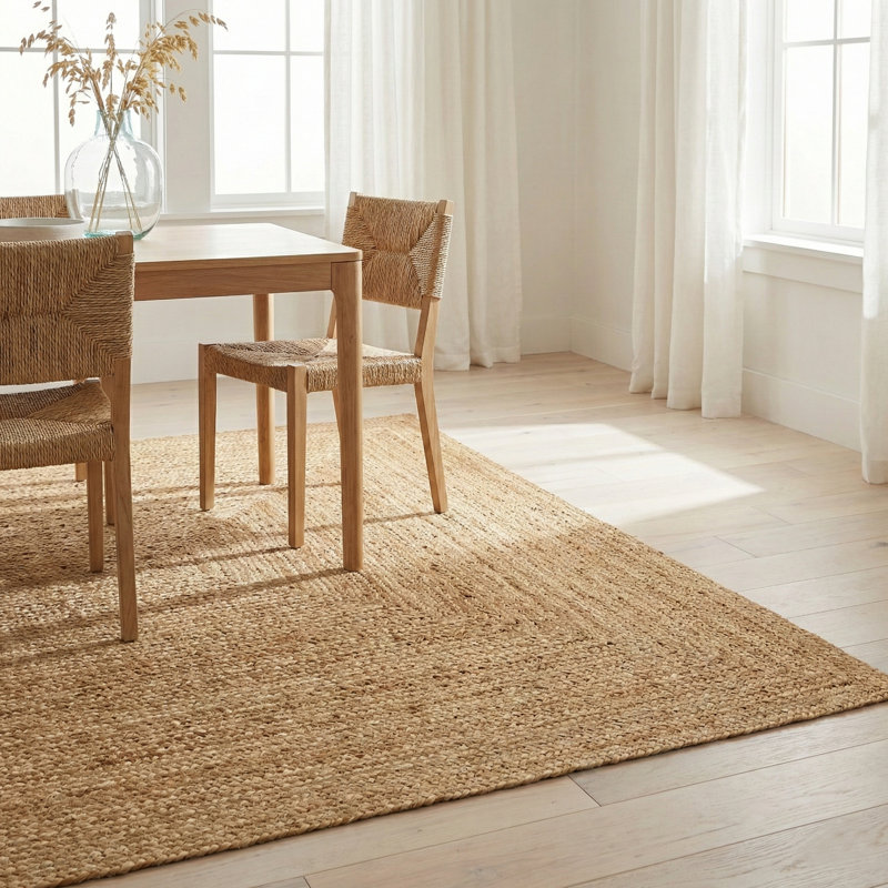Braided Neutral Area Rug - Handwoven, Braided, Soft Underfoot - Jute - Bedroom Living Room Dining Room - Yellowstone Natural