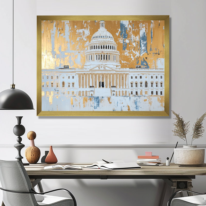Art mural sur toile Chul - USA Patriotist, H 12 po x l 20 po, Reproduction encadrée d'une seule photo, Doré
