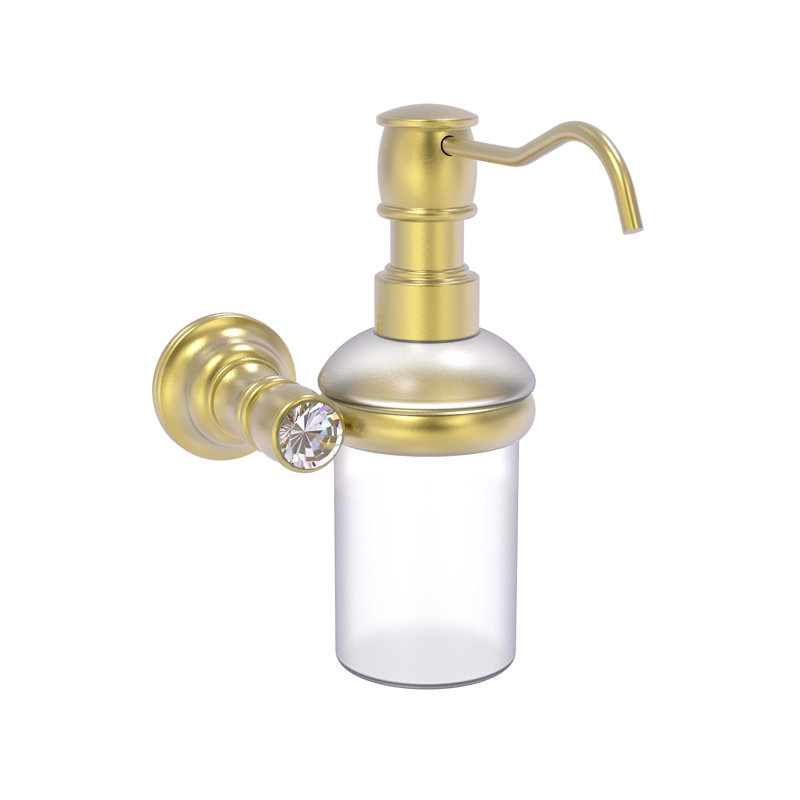 Distributeur de savon mural en cristal Gavin, Laiton satiné