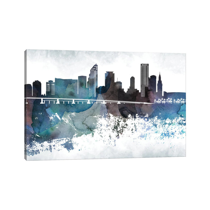 Miami Bluish Skylines - Wrapped Canvas Print, 66.04 cm H x 45.72 cm W