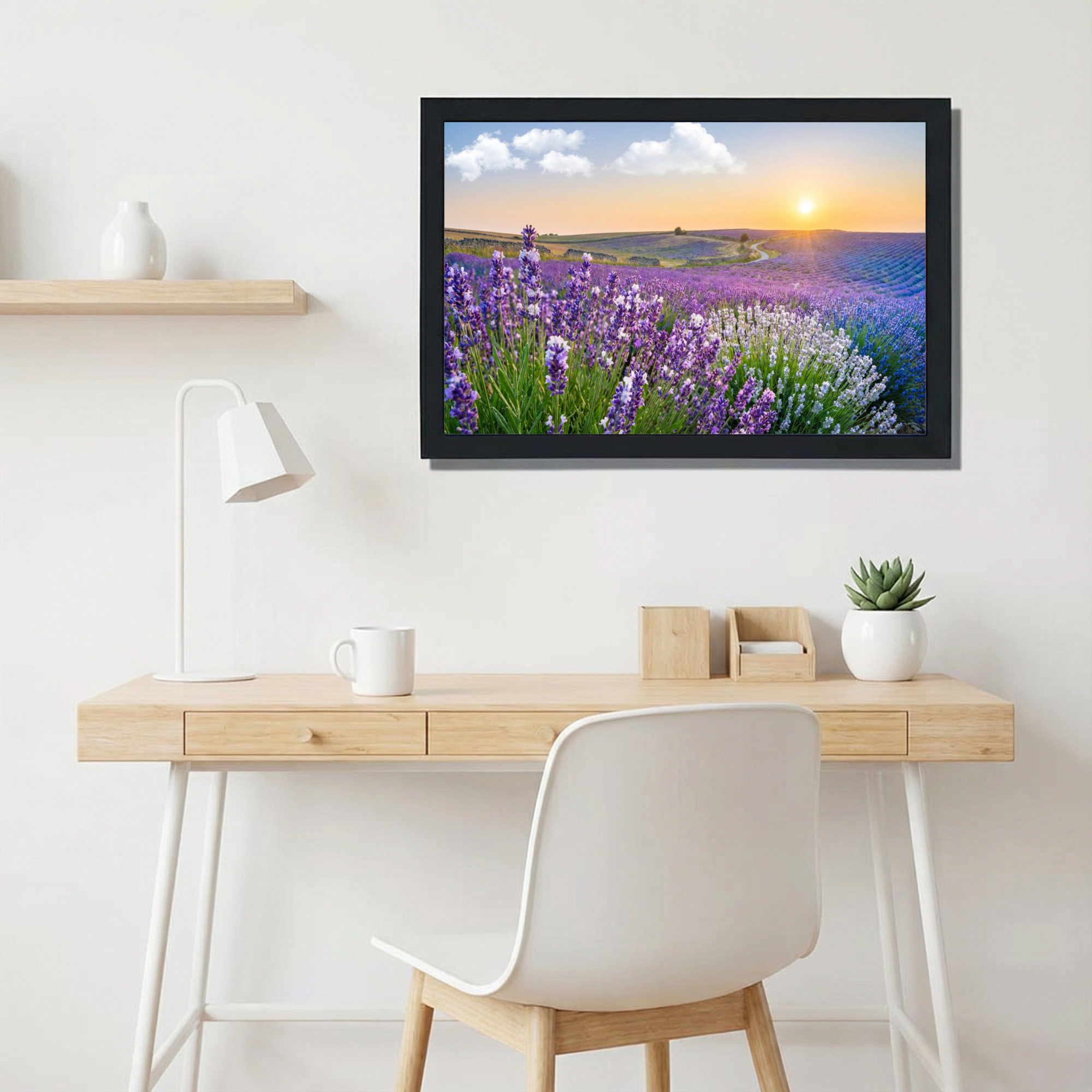 Winston Porter Lavender Field Sunset Landscape Canvas Wrapped Wall Art ...