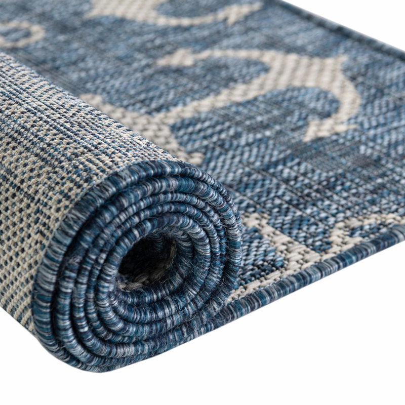 Outdoor Ayton Area Rug Sea Color, Rectangle 2' x 3'