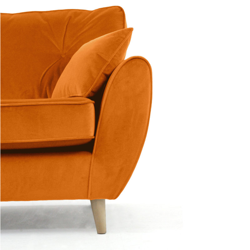 Rafe Scandi Style Velvet Loveseat, Burnt Orange Velvet