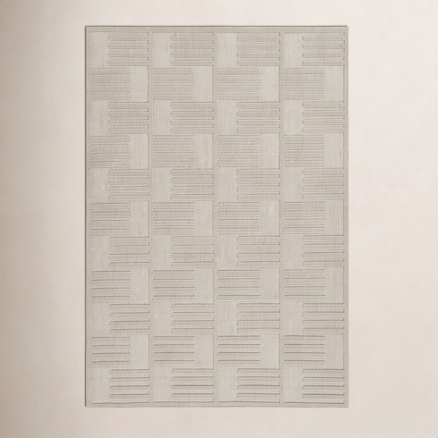 Trilby Beige Geometric Outdoor Rug, Rectangle 9'3" x 12'6"