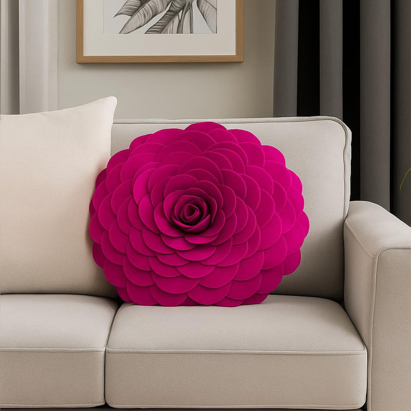  Housse de coussin en polyester, 13 po x 13 po, Housse de coussin seulement - sans coussin, Fuchsia