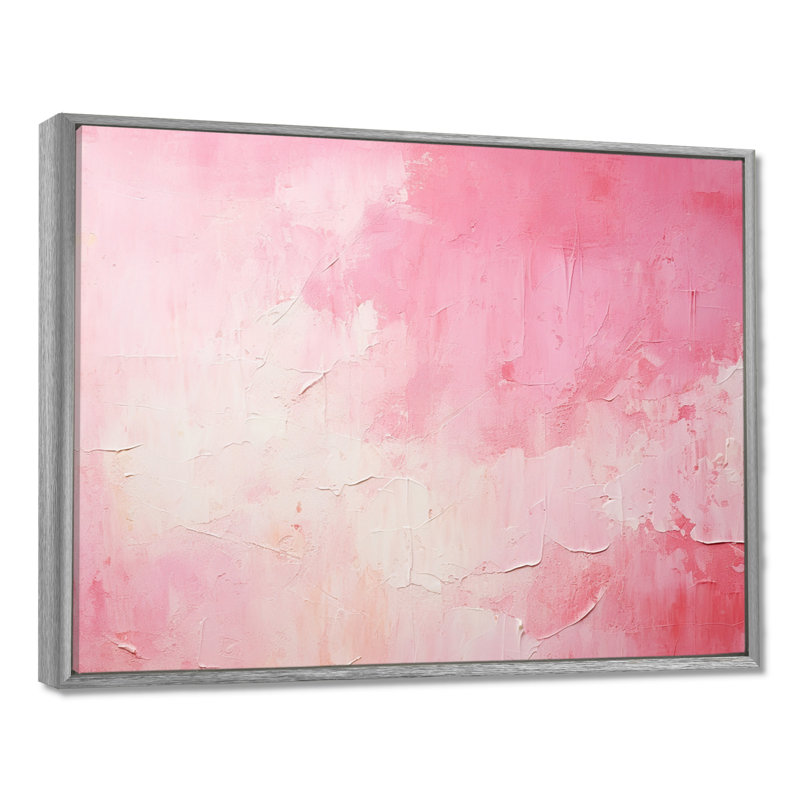 Or et rose, rivière abstraite minimale IV - Fuschia, art mural, H 12 po x l 20 po x P 1 po, Encadrement argenté