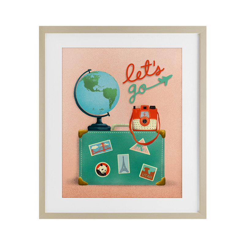 «Let Go Travel Valise», reproduction imprimée sous verre, conception de Jilly Jack Designs, H 21 po x l 17 po