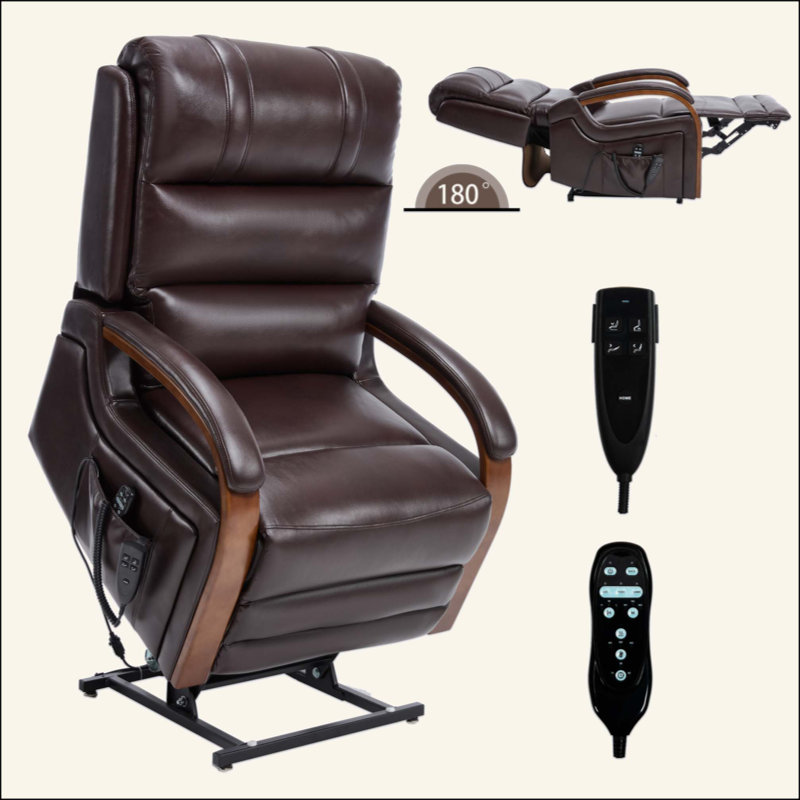 Fauteuil inclinable Power Leatheraire Lift, Brun