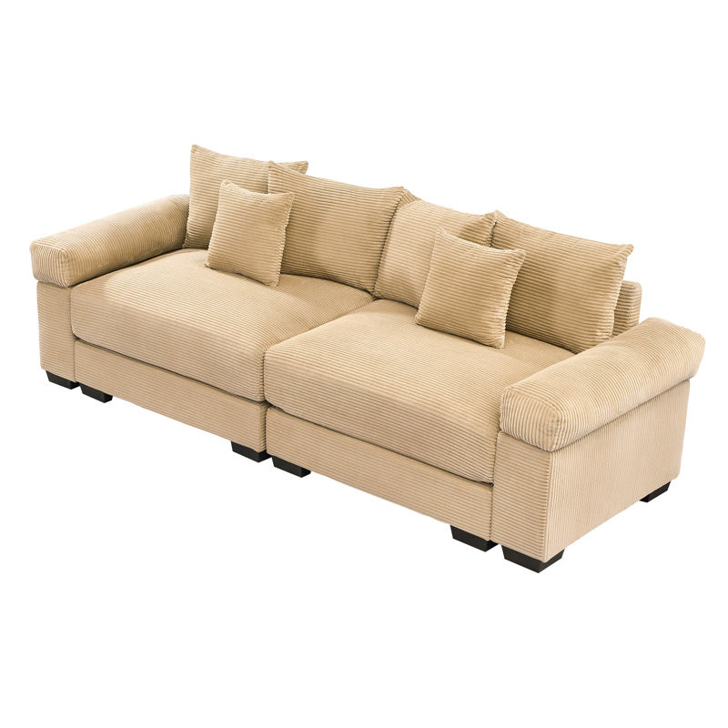 Coussin modulaire surdimensionné de 92 po avec accoudoirs extra larges en velours côtelé modulaire Cloud