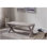 Banc décoratif avec garniture cloutée de 44 po, mélange de lin, pieds en tréteau, pour chambre à coucher, salon et entrée, gris, siège gris
