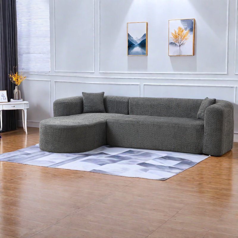 Canapé d'angle à compression, canapé nuage moderne en chenille de 109 pouces pour la maison, Gris