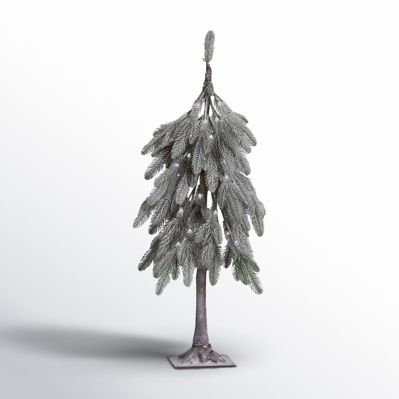 35.5" Christmas Lit Flocked Droopy Tree, Green