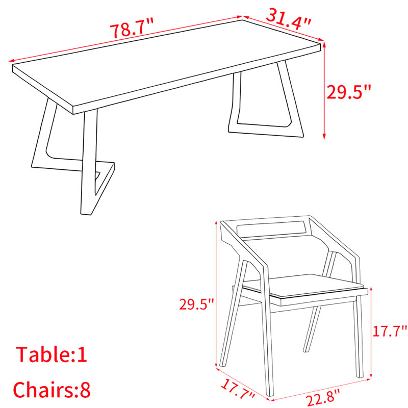 American style retro solid wood dining table set