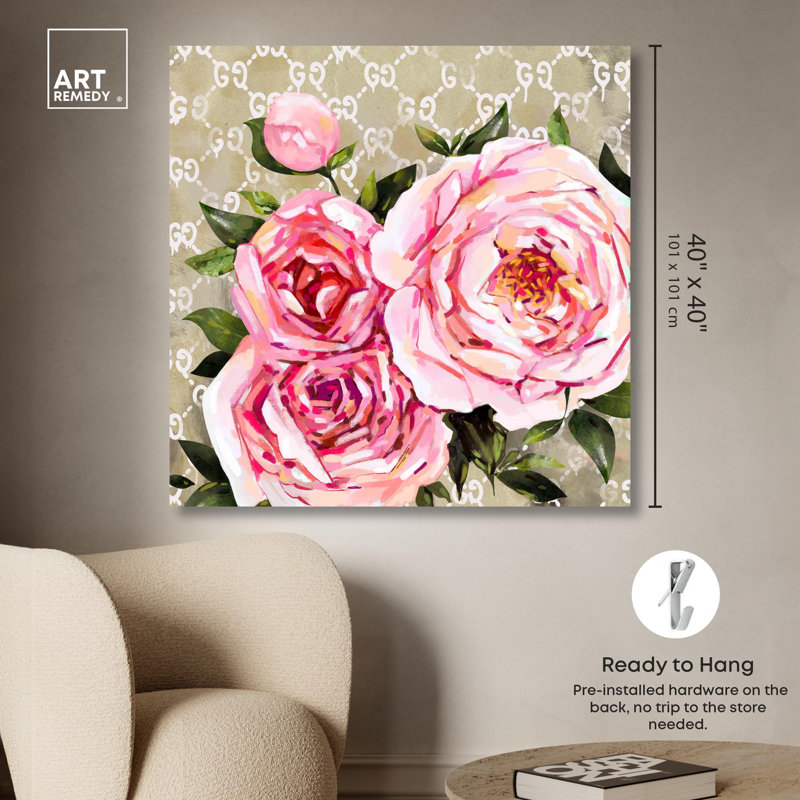 Art floral sur toile, art floral, Toile tendue, H 30 po x l 30 po
