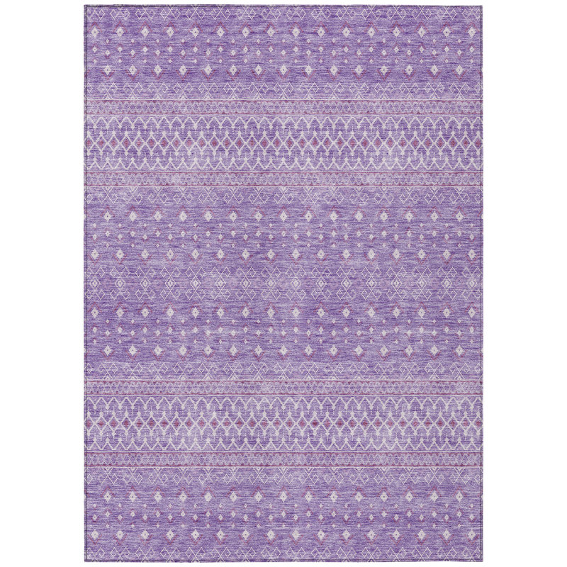 Tapis lavable 9 pi x 12 pi lavande et mauve intérieur tribal