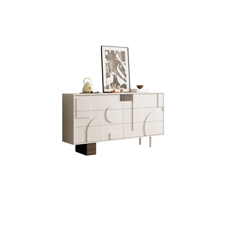 Cream Style Pine Entrance Cabinet Accent Chest, 35.4" H x 55.1" W x 15.7" D