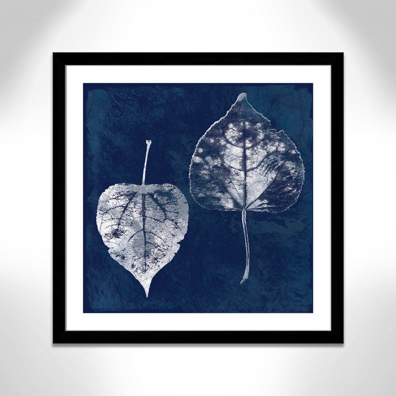 Impression sur cadre Cyanorphe Aspen Leaves, Encadrement avec passe-partout noir, H 33,5 po x l 33,5 po x P 1,25 po