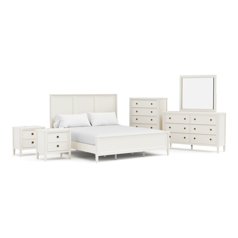 Ensemble de chambre à coucher 6 pièces Vinesha, Blanc, Très grand